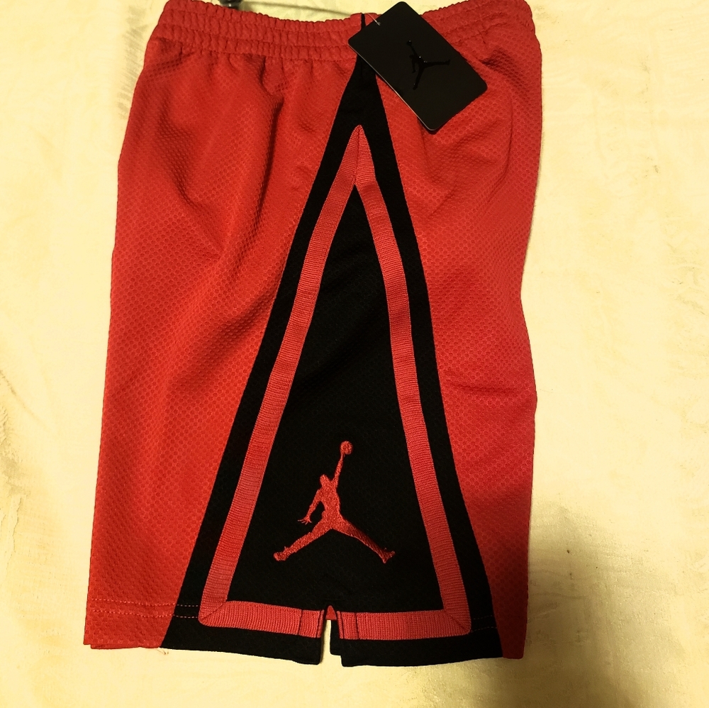 Nike Jordan Shorts Red Black Sz-M 10-12 Years